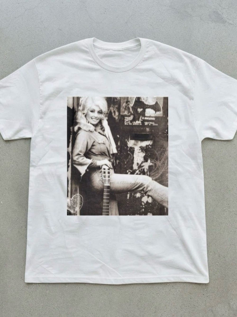 Dolly Parton Music Graphic White Cotton Gildan T-Shirt